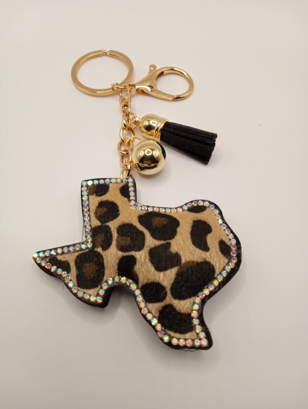 Texas Shaped KEYCHAIN BAG CHARM COW PRINT TEXAS 1147-1158